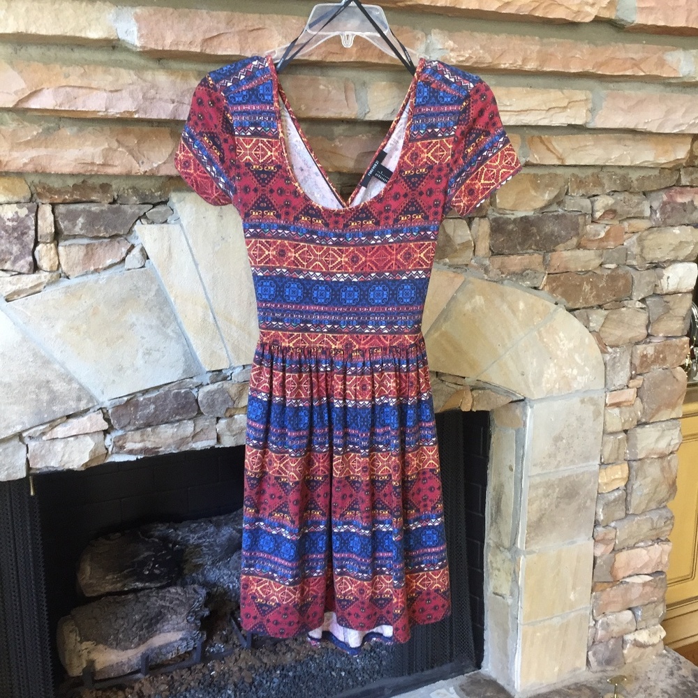 Forever 21 Native Print Fit and Flare Dress